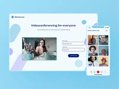 Membrane Videoroom desktop and mobile mobile streaming ui video videoconference web