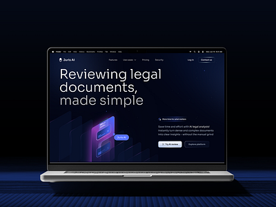 Juris AI home page concept 3d ai dark design graphic design hero home page illustration landing saas ui ux website