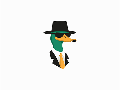 Cool Duck In Suit Logo bird branding cool design duck elegant farm fashion fedora funny hat identity illustration logo mark mascot stylish suit symbol vector