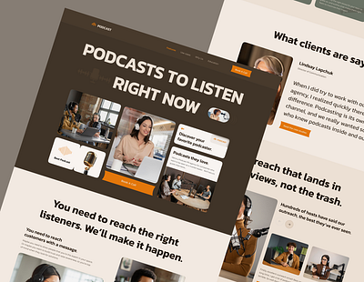 Podcast Website article card clean home page landing page live landing page music playlist podcast podcast landing page podcast platform podcast website recording saas songs talk typography uiux design web design website
