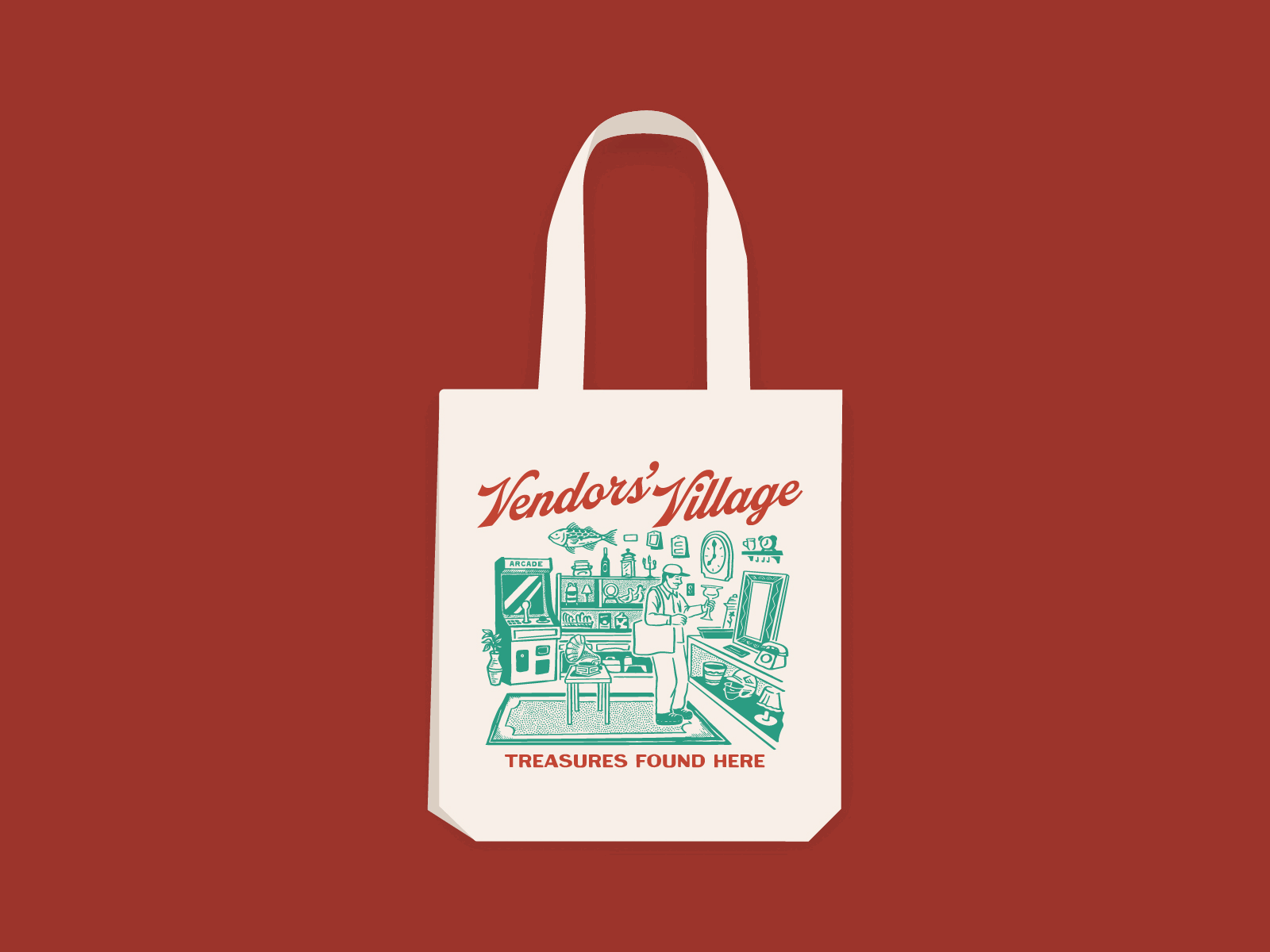 Vendor Village: Totebag illustration antiquedesign brandidentity brandillustration brandingdesign customillustration graphicillustration illustratedmerch illustration illustrationart merchdesign packagingillustration printdesign retailbranding retroaesthetic shopbranding tote totebagdesign vintageaesthetic vintageillustration
