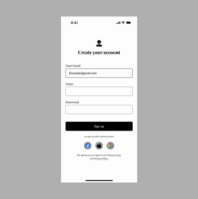 Day 01 of #DailyUI sign up page app dailyui mobile app ui ux