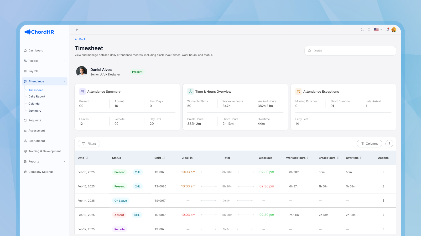 ChordHR – HRMS for Streamlined Workforce Management intuitive ui