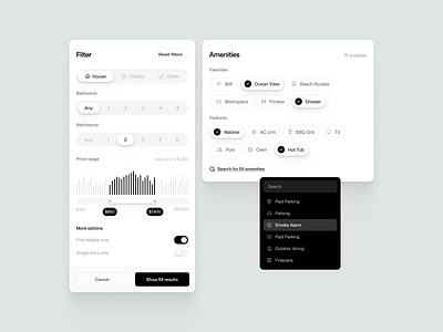 Filters and sort components for real estate platform by Robin ...