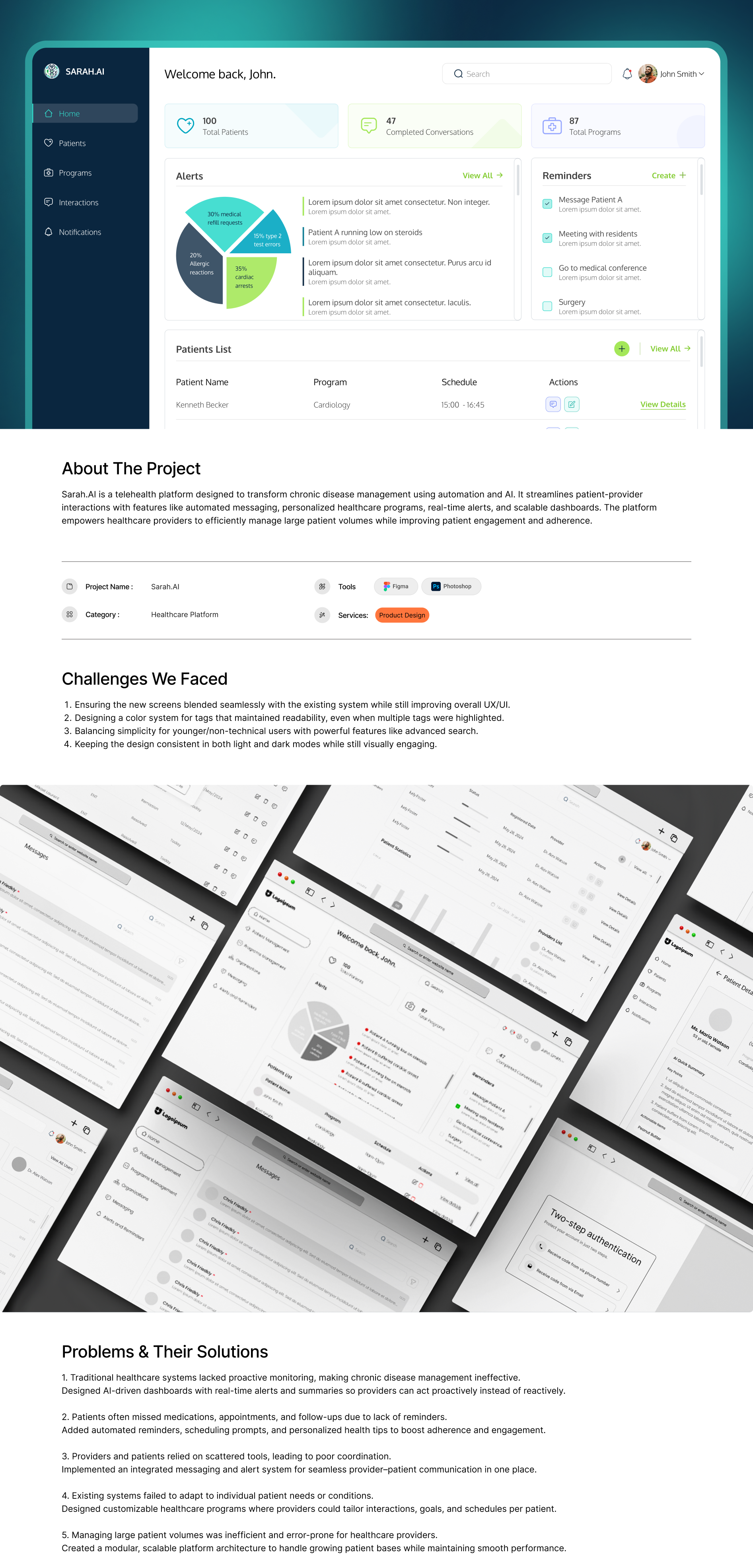 Sarah.AI – Telehealth SaaS Platform medical software design