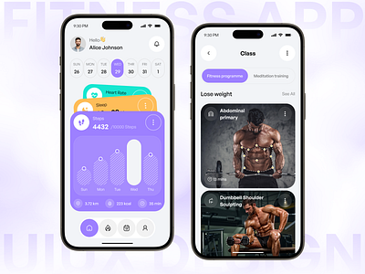 Health, Workout & Progress Monitoring Mobile App app design calorie tracker fitness app fitness tracker fitness ui health app healthcare app ios mobile mobile app progress tracker step tracker uiux designer wellness app workout app