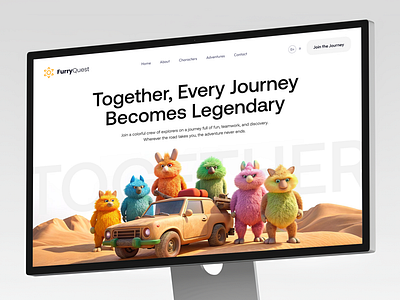 Hero Section • Concept 3d ai animals design header hero journey simple ui ux web
