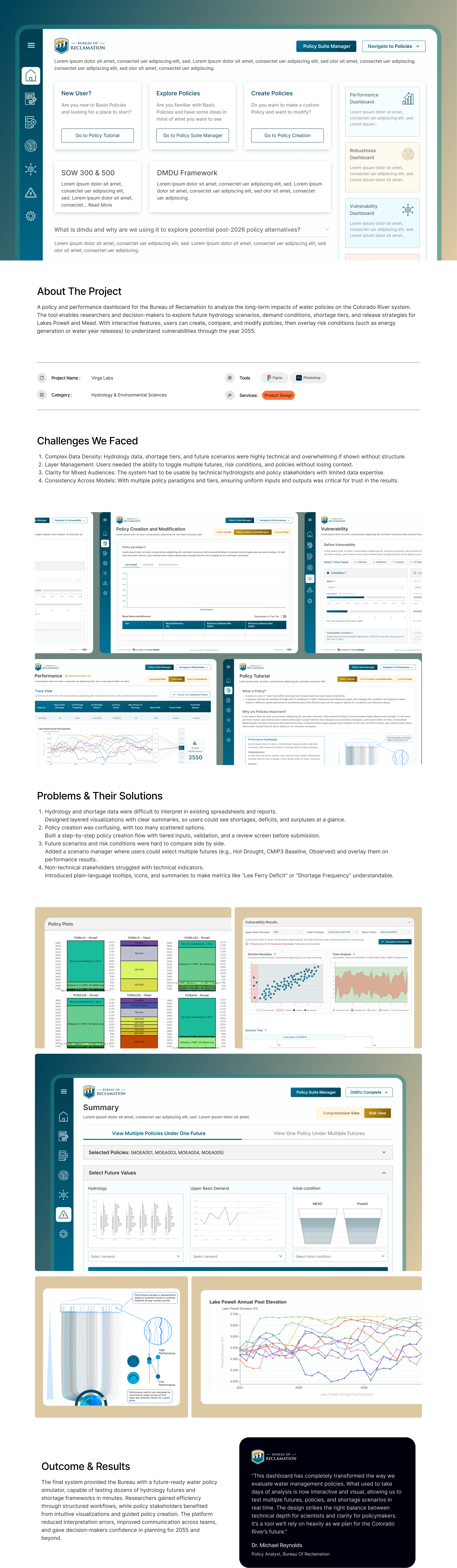 Virga Labs – Hydrology Policy Suite Manager web app design