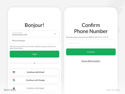 Login and OTP screen design for both mobile apps and responsive app authentication clean create account elegant figma flow free design login minimal mobile app otp phone number sign up ui design user experience design user interface design ux design web app