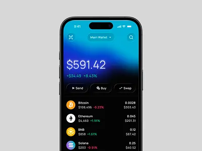 Crypto wallet UI design bitcoin crypto cryptocurrency fintech gradient mobile product design wallet