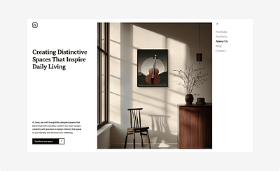 Zora Living website - About Us hero typography ui web design website