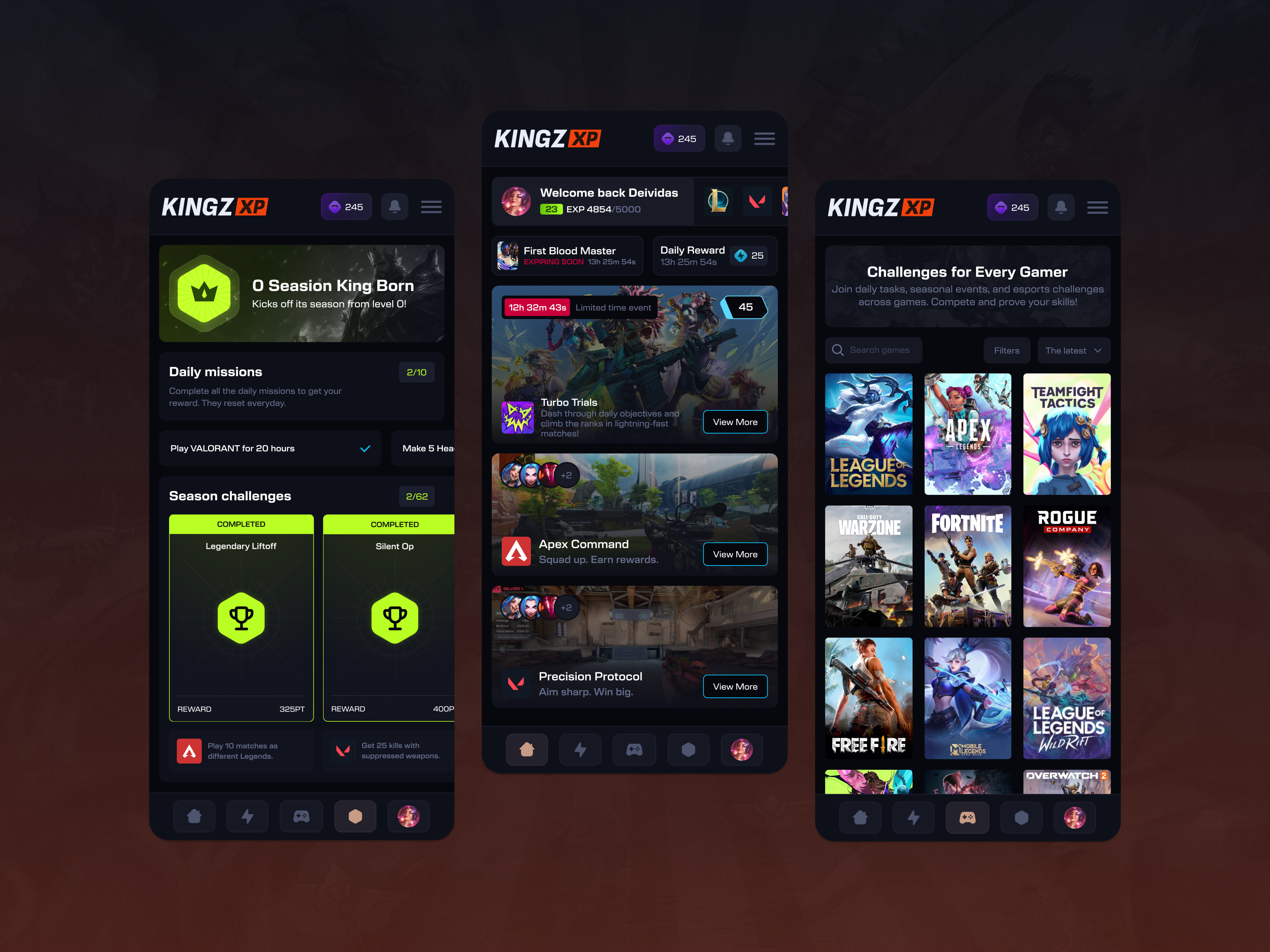 Example of Gaming & Esports Platform UI Design