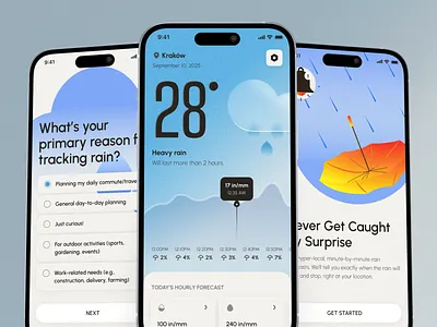 Rain Tracker Weather App Mobile Design