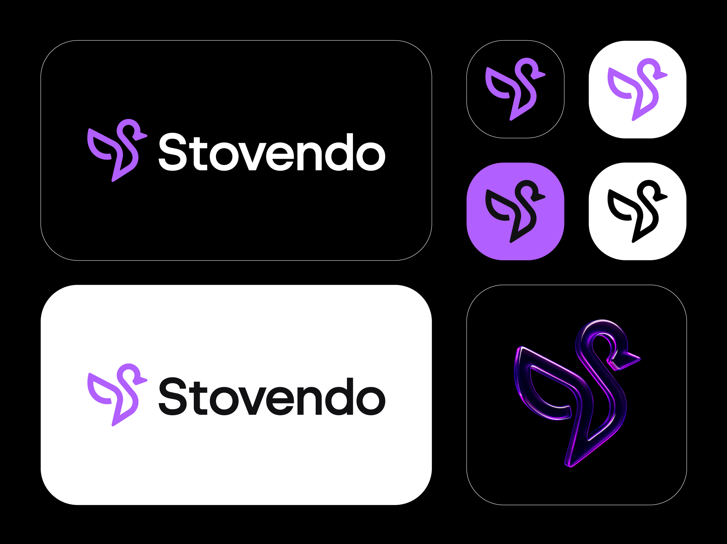 Stovendo bird bird logo branding identity logo minimal logo modern modern logo monoline simple logo startup logo symbol wings