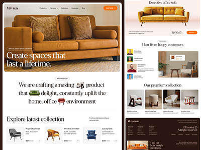 Mavren - Furniture Landing Page chair decor ecommerce furniture furniture shop furniture store furniture web furniture website homepage house interior landing page online furniture shop sofa ui web design website website design wood