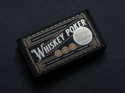 Whiskey Poker Game Set cocktail design foil gold packaging playing cards poker spirits vintage western whiskey