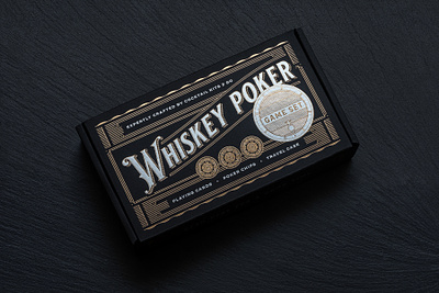 Whiskey Poker Game Set cocktail design foil gold packaging playing cards poker spirits vintage western whiskey