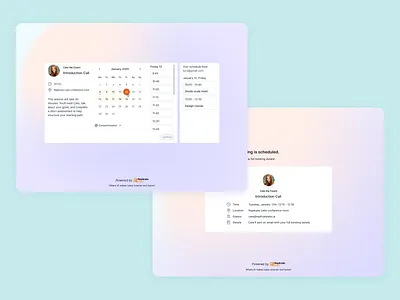 Schedule a meeting ai appointmentui booking calendar calendarui cate gradient meeting meetingscheduler meetingwithai productdesign replicatelabs ui uidesign userexperience userinterface ux webdesign