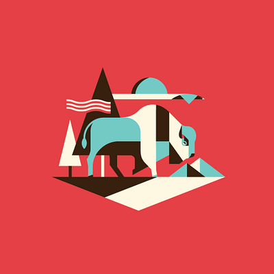 North-American-Bison-Umbrella branding graphic design illustration