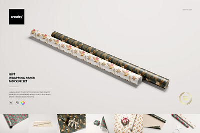 Gift Wrapping Paper Mockup Set creatsy customizable design gift gift wrapping paper mockup set mock up mockup online packaging paper personalized printable printing sublimated template wrap