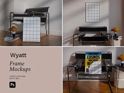 Framed Artwork Mockups adobe photoshop art direction art mockup artwork mock up brand identity branddesign branding design frame mockup graphic design graphicdesign illustration mockup instagram template interior design poster design psd mockup silver frame mockup smart object visual design wassily chair