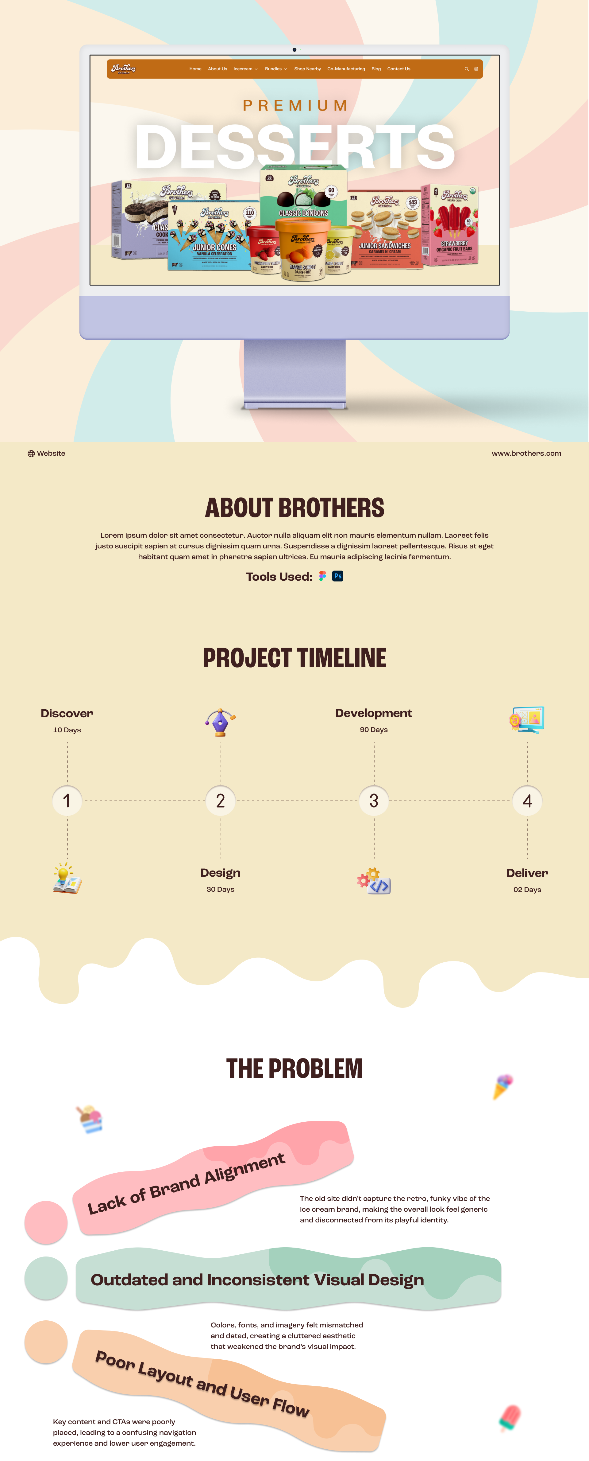 Brothers – Retro-Funky Ice Cream Brand Website Redesign brothers dessert