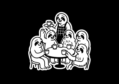 Sloth Cafe Illustration animal bean cafe coffee illustration sloth
