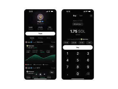 Crypto Wallet Trading Tracker App app bitcoin blochckain clean crypto defi dex eth meme memecoins sol solana tracker tracking trading trenches ui ux wallet web3