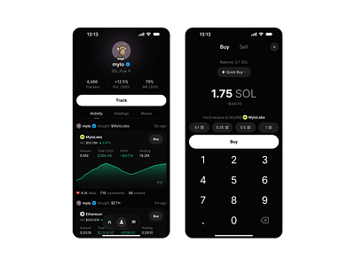 Crypto Wallet Trading Tracker App app bitcoin blochckain clean crypto defi dex eth meme memecoins sol solana tracker tracking trading trenches ui ux wallet web3