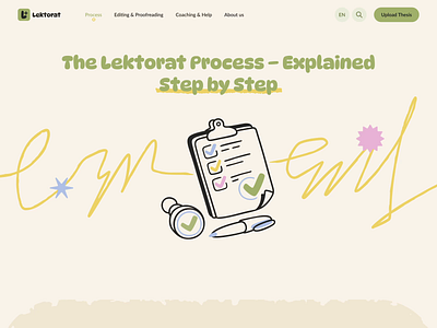 Lektorat - Process Page animation clean drumncode education illustration lektorat motion graphics responsive web design web development