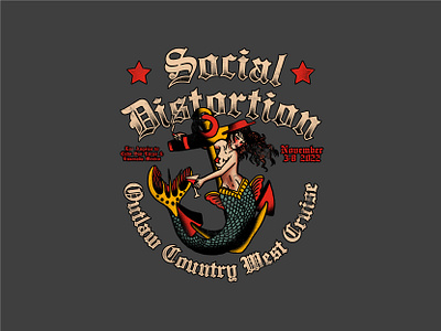 Social Distortion - Mermaid anchor illustration mermaid punk retro rockabilly ship social distortion tattoo vintage