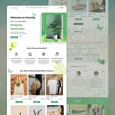 Greenify branding graphic design landing page logo motion graphics plants ui website