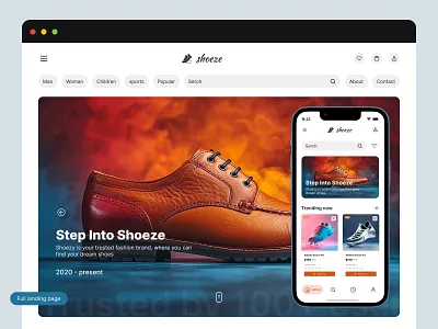 Shoeze - shoe E-commerce Landing Page ecommerce ecommerce landing page ecommerce website landing page ui design mobile app mobile app ui design modern ui shoe ecommerce shoeze ui ui design ui ux ux design website design