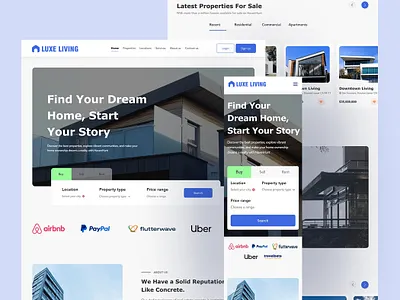 Luxe Living – Real Estate Website Design 🏡✨ landing page design ui uiux design