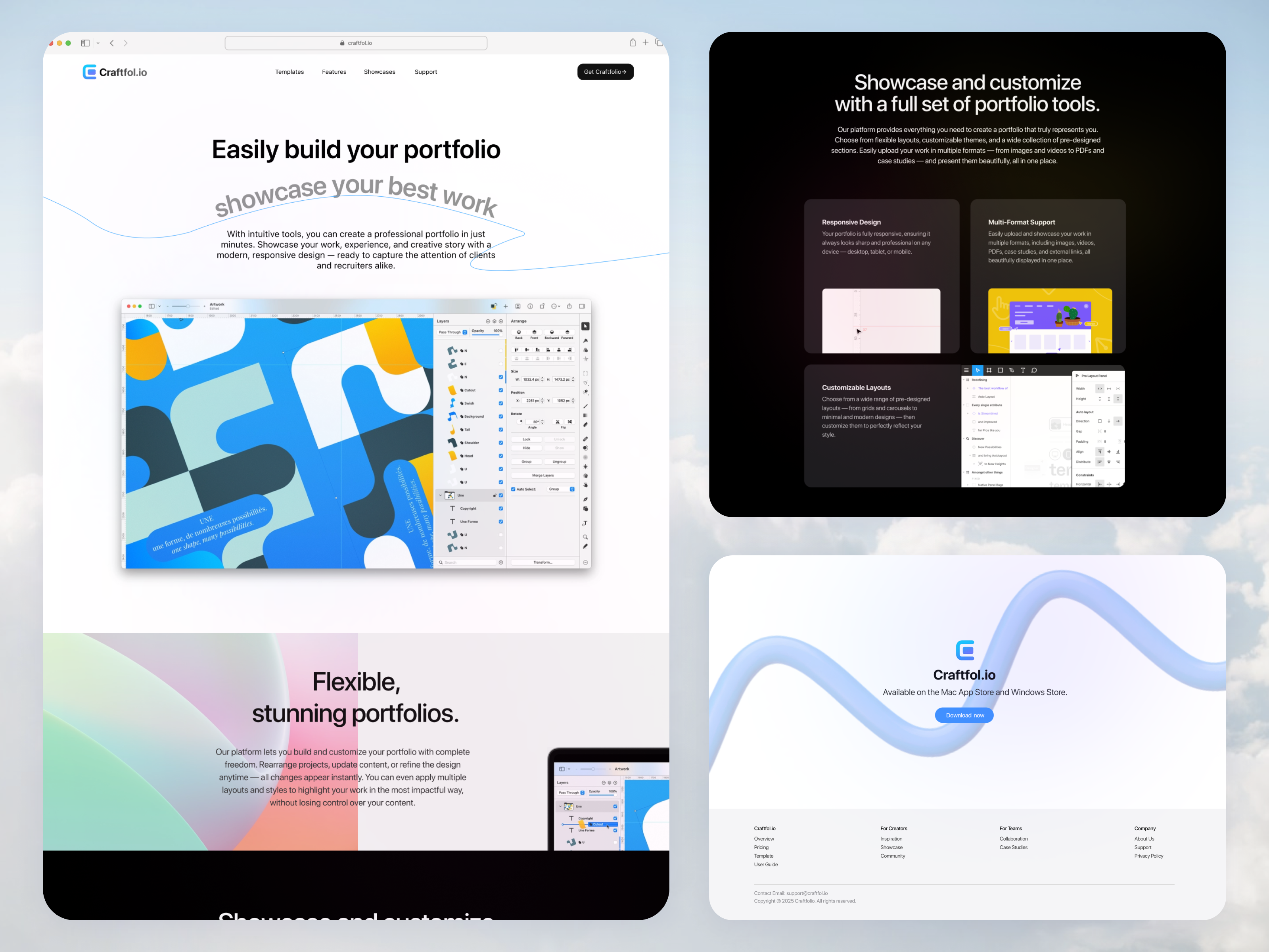 Craftfolio – Futuristic Portfolio Builder Website bento design card clean design creative design dashboard glassmorphism illustration landing page logo minimalist neumorphism portfolio portfolio web saas saas design uiux web design web3