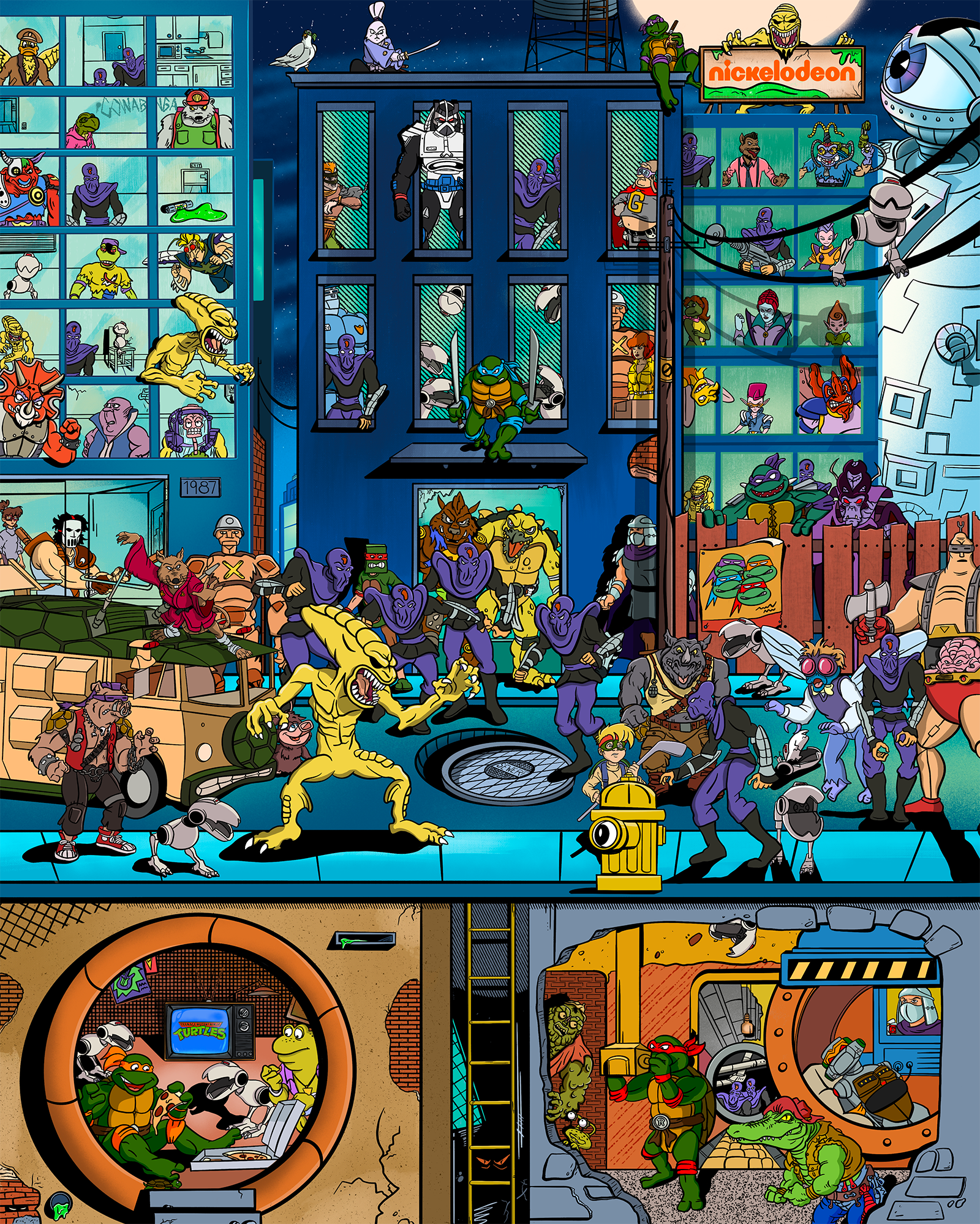 TMNT 35th Anniversary Illustration 80s cartoon colorful illustration nickelodeon nicktoon tmnt wheres waldo