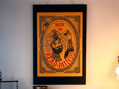 How to Read Minds Poster branding circus hand drawn illustration mind reader neo trad print psychic retro snake typography vintage zoltar