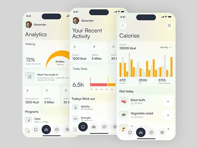 Health & Meditation Tracking App UI growth health medical meditation tracking ui