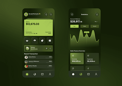 FlowPay - Mobile App Design app design clear figma design finance app graphic design green app design mobile design modern trending design ui