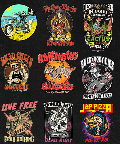 Vintage Graphic Designs Collection album cover clasic edgy graphic design hipster illustration metalcore retro rock bands skelleton tshirt tshirt design vintage design vintage illustration