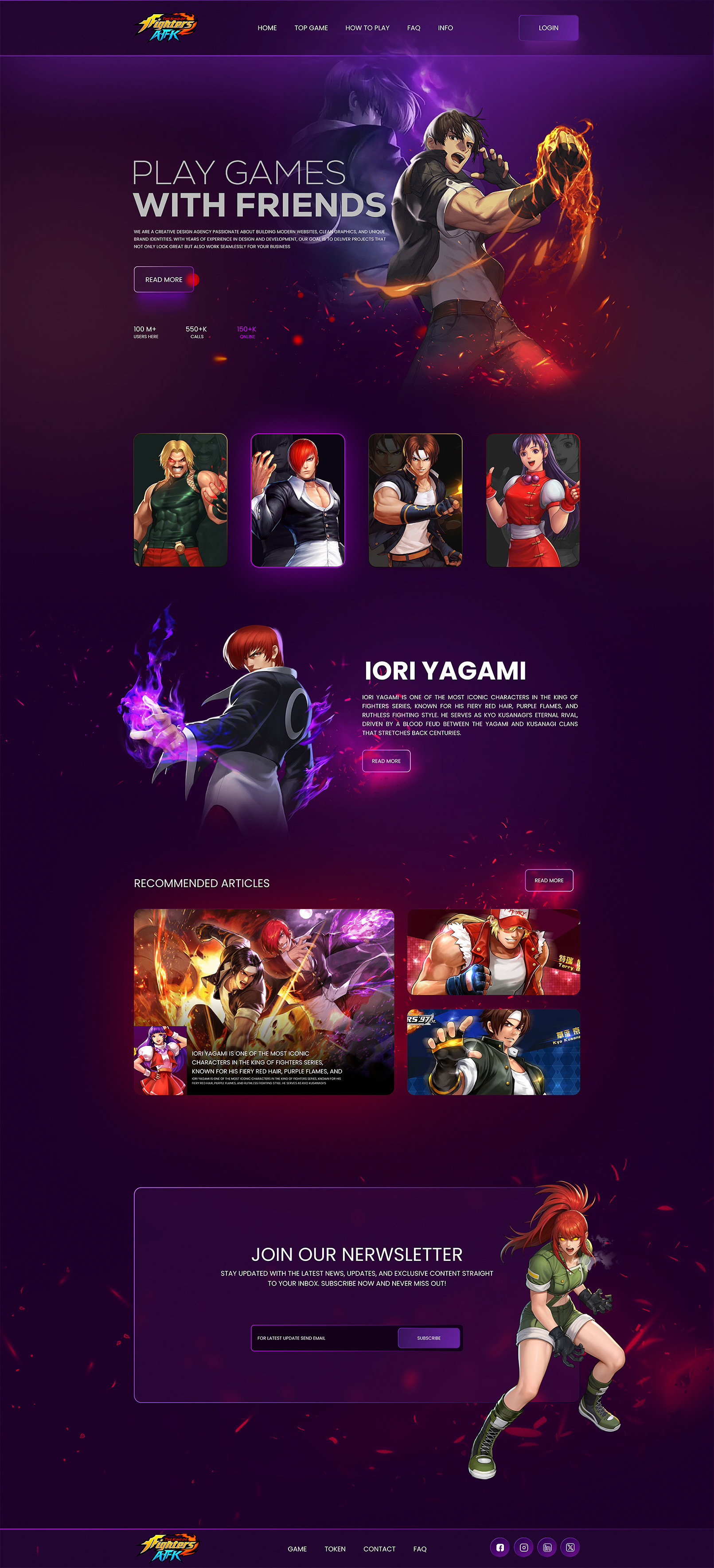 SNK game The King of Fighters website design figma game website game website design website website design