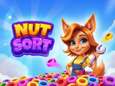 Nut Sort splash screen app aso branding design game graphic design illustration logo mobile game nut nut sort screen sort sorting splash ui vector