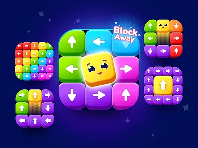 Block Away icons concepts 3d arrow aso block block away blocks branding cartoon casual concept design game graphic design icon illustration logo match puzzle tap vector