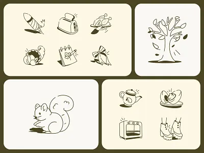 Thanksgiving Drawings Art Set 3d animation autumnvibes branding creativepack drawingset dribbblegraphics festive graphic design holidaydesign illustration logo motion graphics seasonalart thanksgiving ui vectorillustration