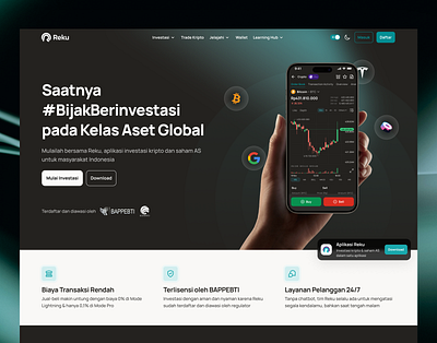 Reku - Cryptocurrency landing page design b2c backswitch clean design cryptocurrency cryptocurrency landing page cryptocurrency website digital product figma landing page professional design real project reku responsive trading landing page ui ux web design website design