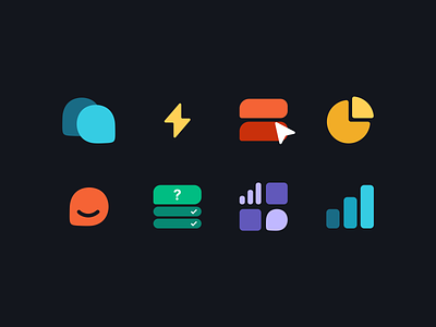 Playful icon set from Pitch Deck app branding colored icons colorful icon illustration pitch deck playful presentation software startup ui