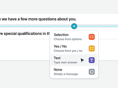 Add new question to chatbot builder add app bot builder chat chatbot choose configurator context menu design interface menu question select selection ui