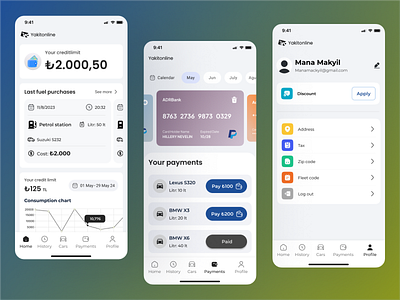 Fuel Payment & Tracking App UI 3d animation branding graphic design interfacedesign logo mobileappdesign motion graphics ui uxuidesign