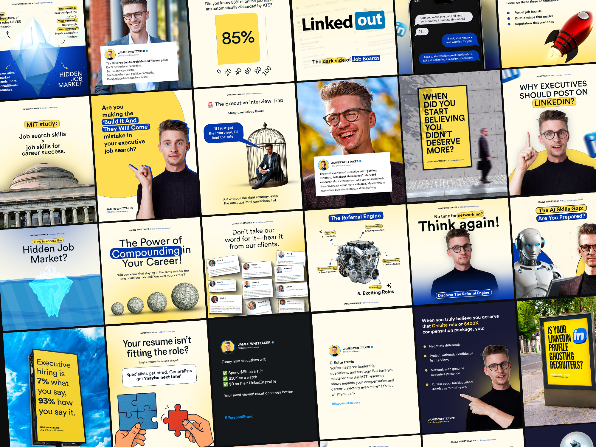 Social Media Posts for Career Coach ft. James Whittaker design facebook ads graphic design graphic design portfolio instagram posts linkedin carousel portfolio social media ads social media advertising social media design social media designer social media posts