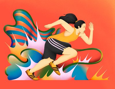 Running adidas asian athlete brazil gradient hispanic illustration latin olympics run sport yellow